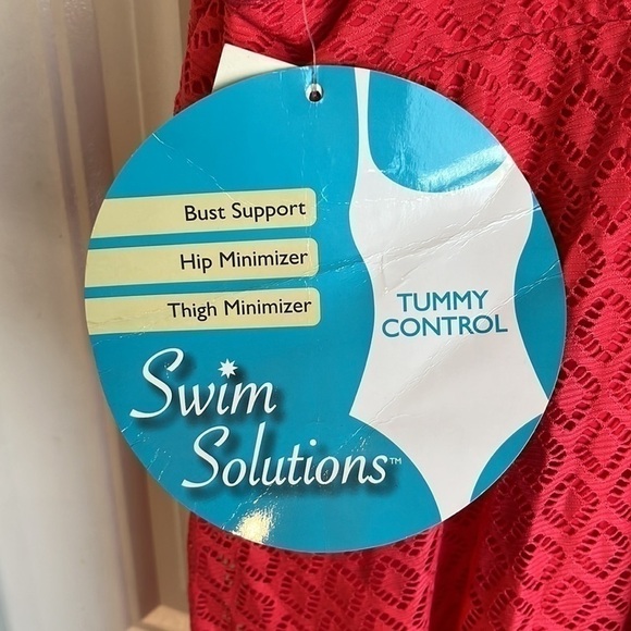 Nwt Coral 16 Swim Solutions flyaway crochet tummy control - Picture 8 of 12